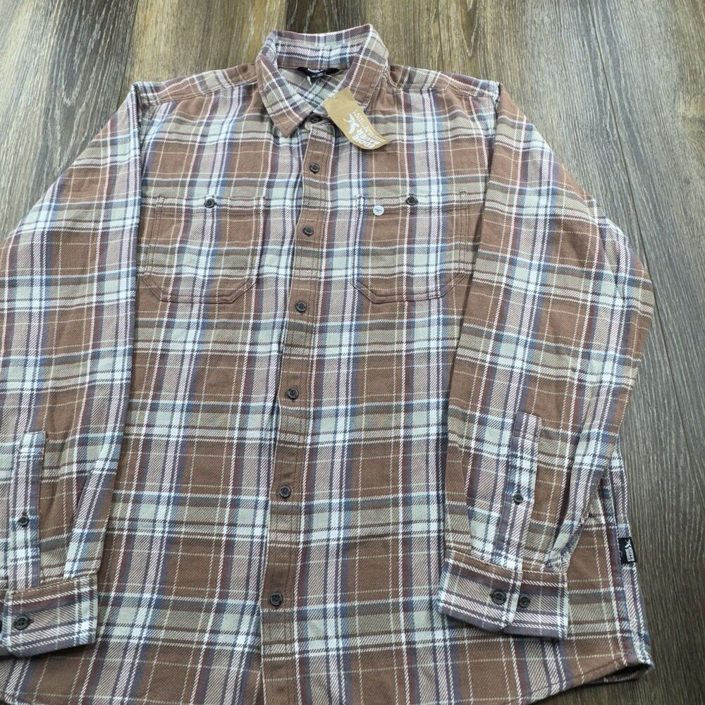 Eddie Bauer Flannel Shirt Mens XXL Tall MT LS Dawn Patrol Vinrose Plaid NWT